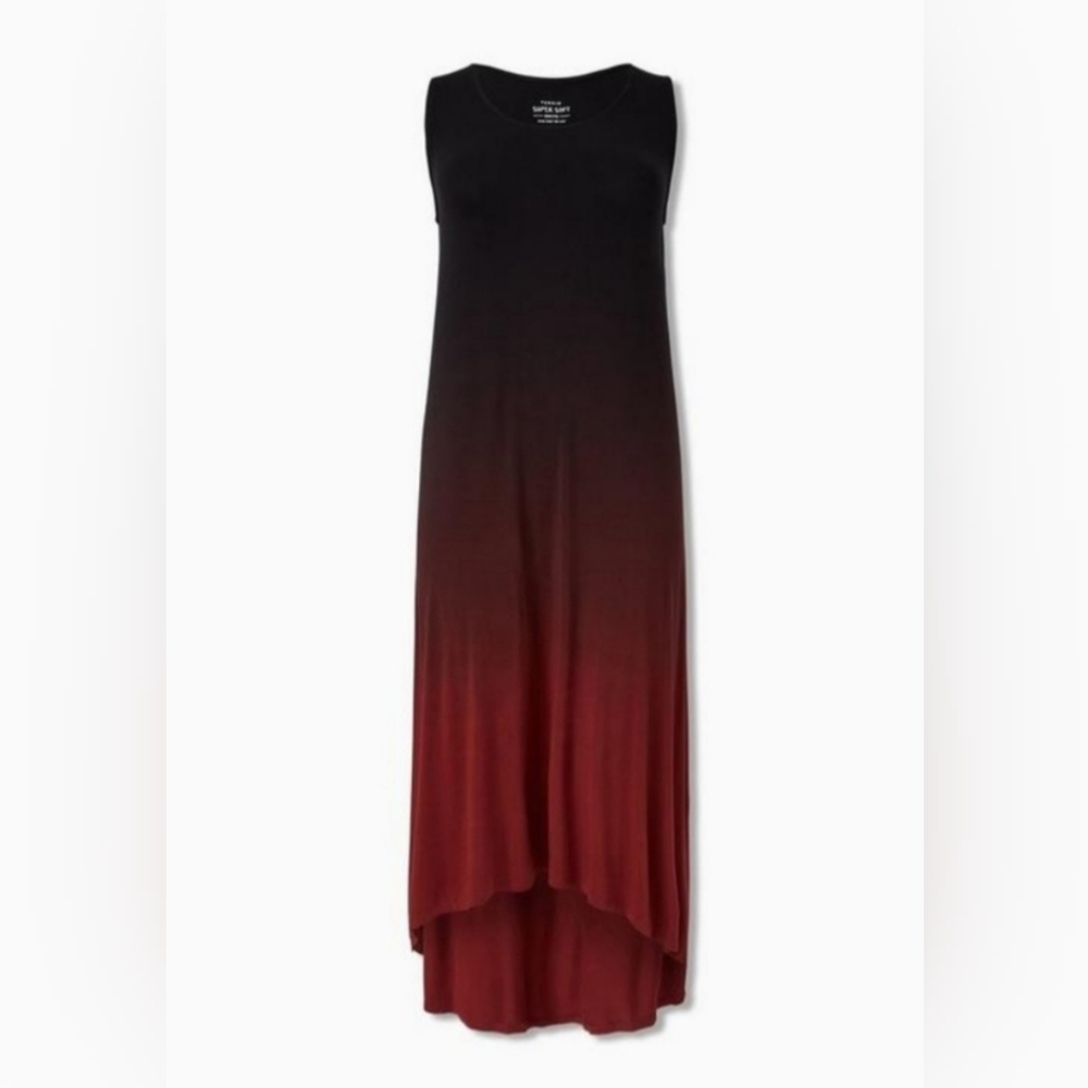 Torrid Sleeveless Black and Red Ombre Maxi Dress Super Soft Witchy